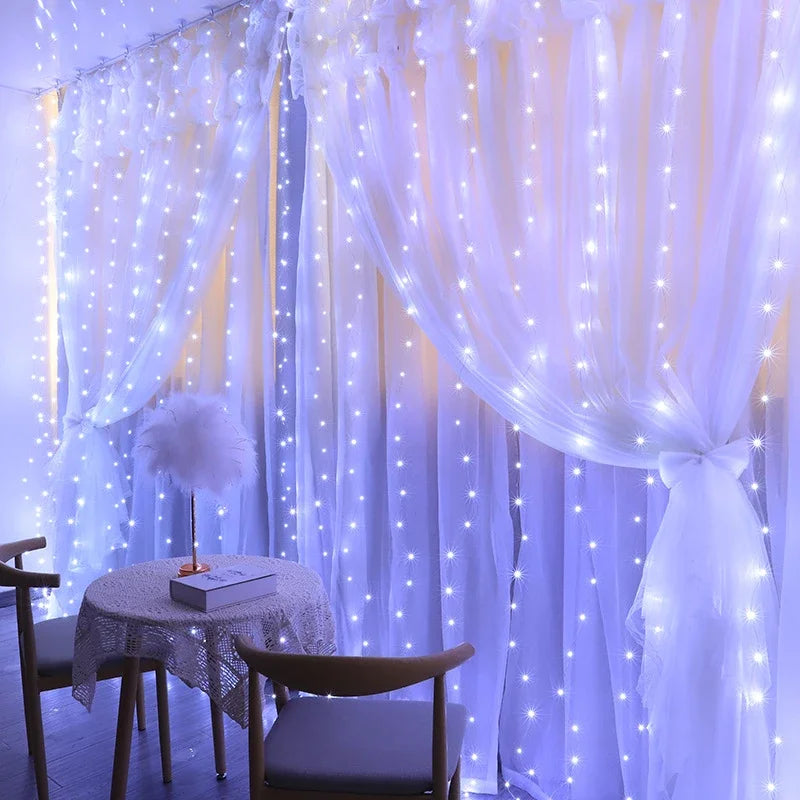 Christmas Lights Curtain Garland Merry Christmas Decorations\