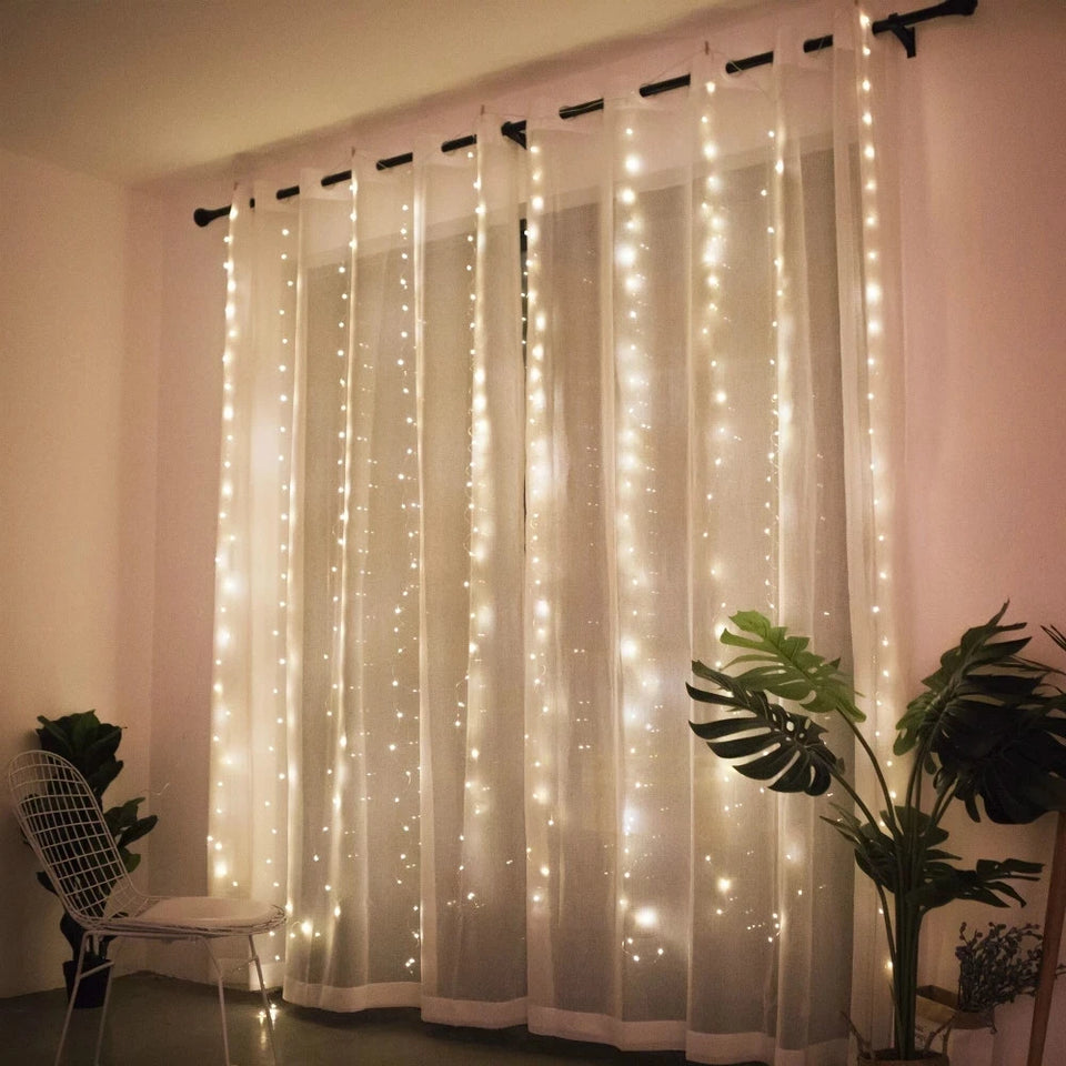 Christmas Lights Curtain Garland Merry Christmas Decorations\