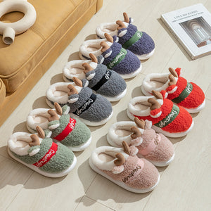 Christmas Shoes Winter Home Slippers Elk Soft Cozy