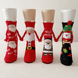 Cute Elk Santa Claus Snowman Hand-holding Socks For Couple